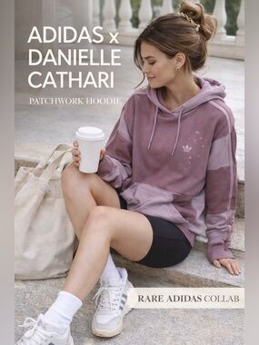 Adidas Danielle Cathari Patchwork Hoodie Dorm Ready Colorblock Cozy Sweatshirt M